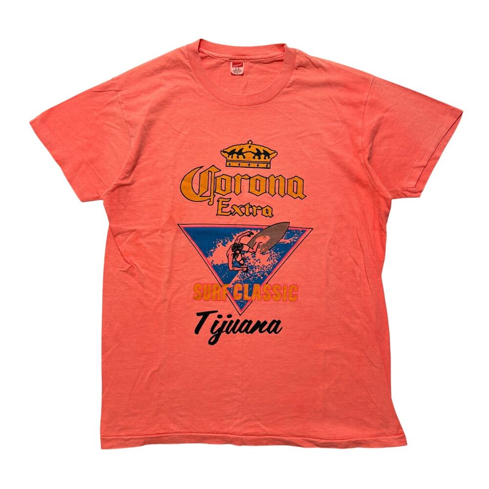 VTG 80’s Corona Extra Surf Classic Tijuana Graphic T-Shirt Men’s L Orange